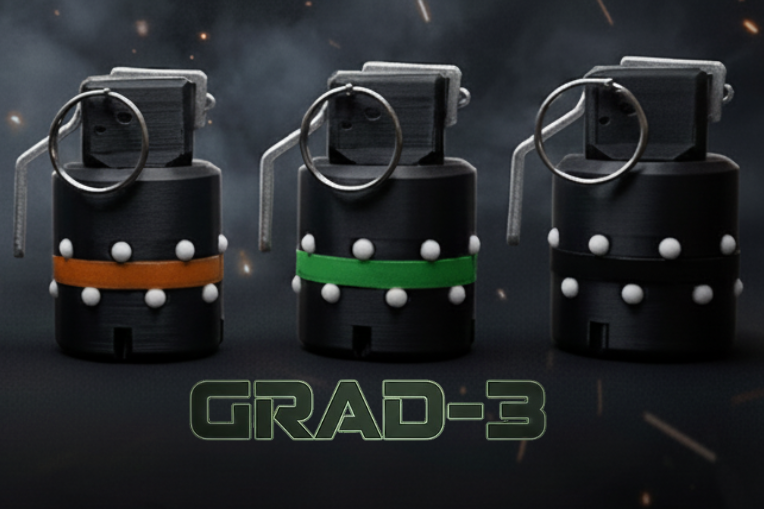 GRAD-3 airsoft impact grenade, three colour variants