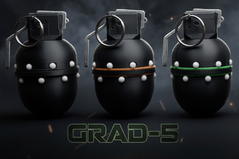GRAD-5 airsoft impact grenade, three colour variants